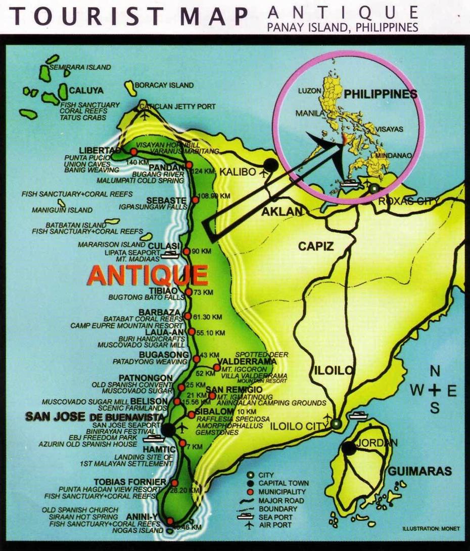 Antique Province Tourist Map, Philippines | Tourist Map, Map, Philippines, Peñaranda, Philippines, Legazpi  City, Alberto  Penaranda