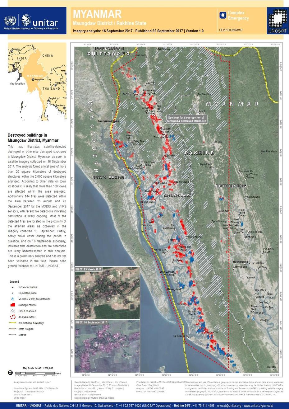 Destroyed Buildings In Maungdaw District, Myanmar | Unitar, Maungdaw, Myanmar, Burma Protest, Myanmar Boat