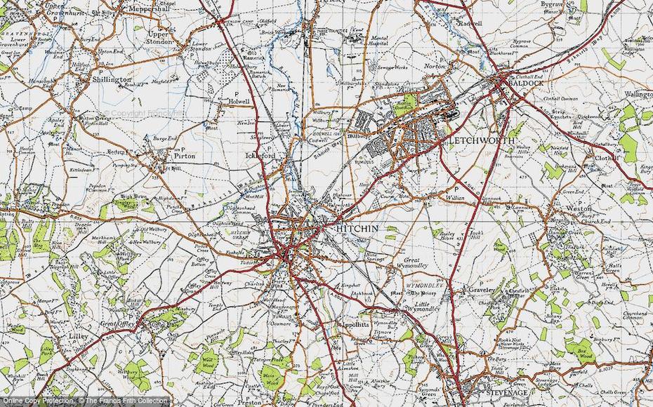 Historic Ordnance Survey Map Of Hitchin, 1946, Hitchin, United Kingdom, Hitchin Town, Best Of Hitchin