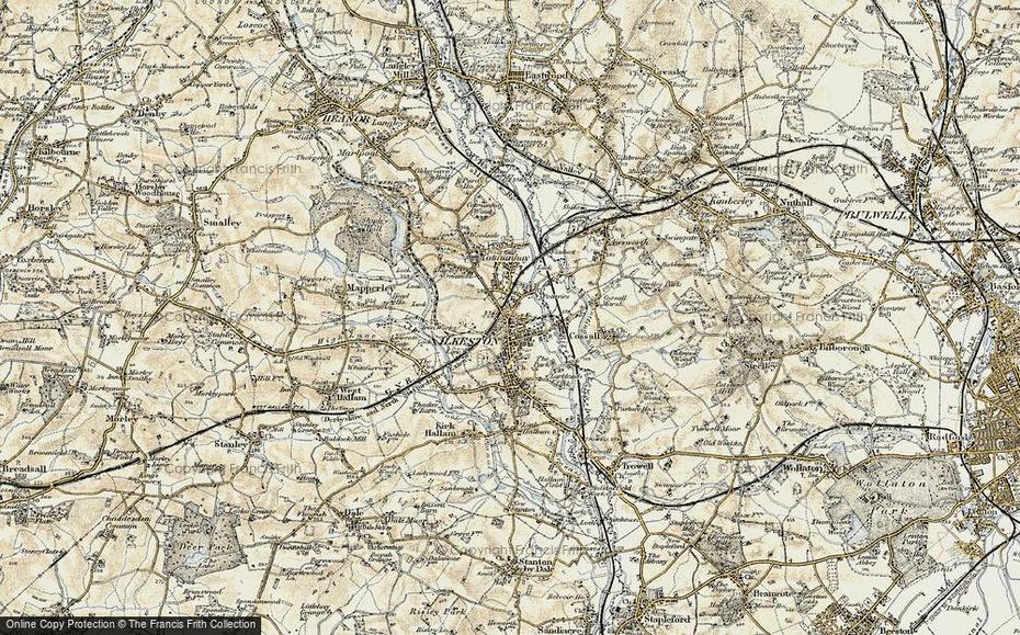 Historic Ordnance Survey Map Of Ilkeston, 1902-1903, Ilkeston, United Kingdom, Of Derbyshire England, Nottingham  Road