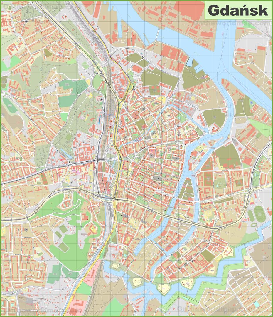 Large Detailed Map Of Gdansk, Gdańsk, Poland, Sopot, Gdansk  City