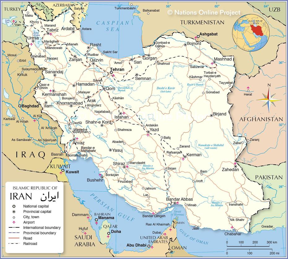 Map Of Iran And Surrounding Area | Map Of West, Khodābandeh, Iran, Iran  With Cities, Northern Iran
