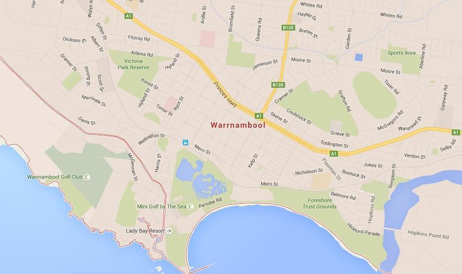 Map Of Warrnambool, Warrnambool, Australia, Warrnambool Victoria, Albany Australia