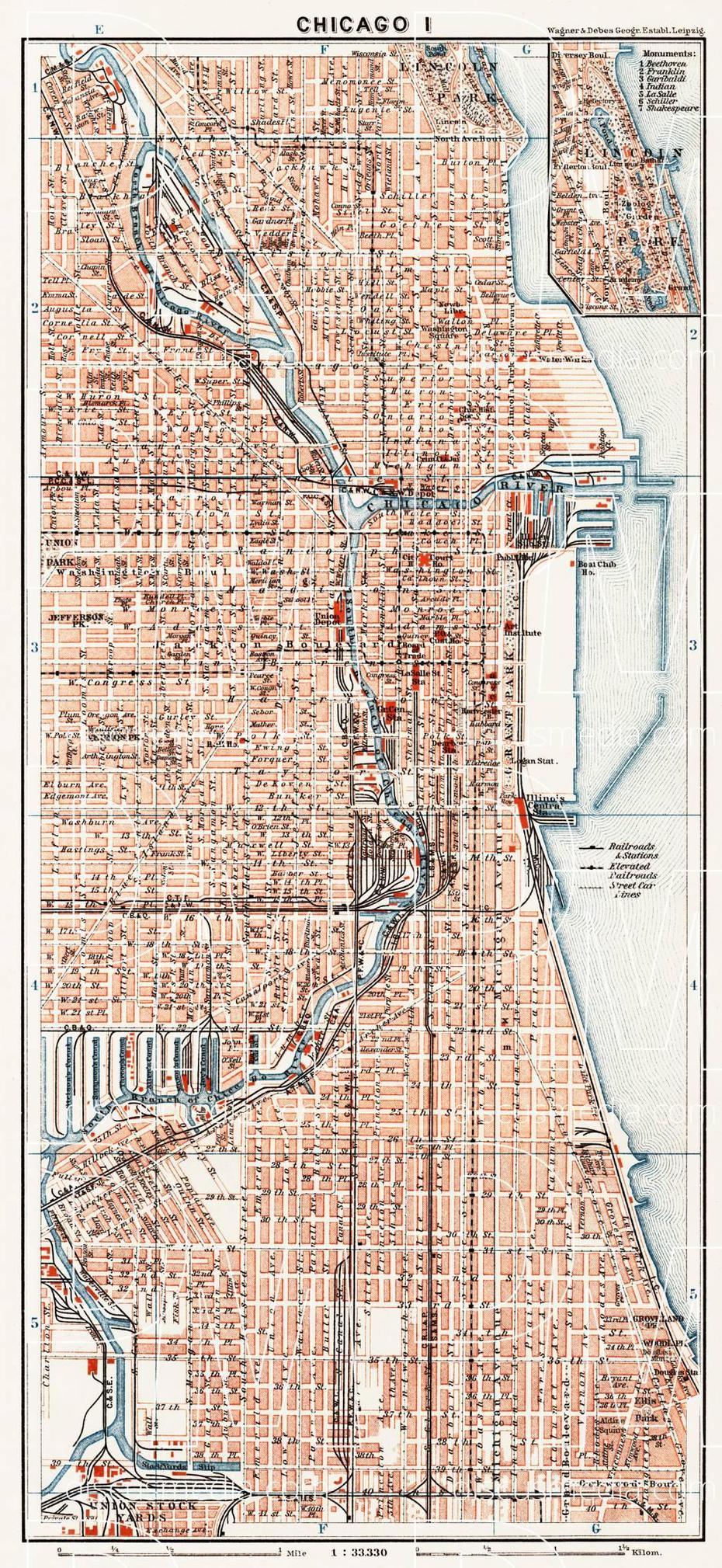 Old Map Of North Chicago In 1909. Buy Vintage Map Replica Poster Print …, North Chicago, United States, Chicago  Outline, Printable Chicago