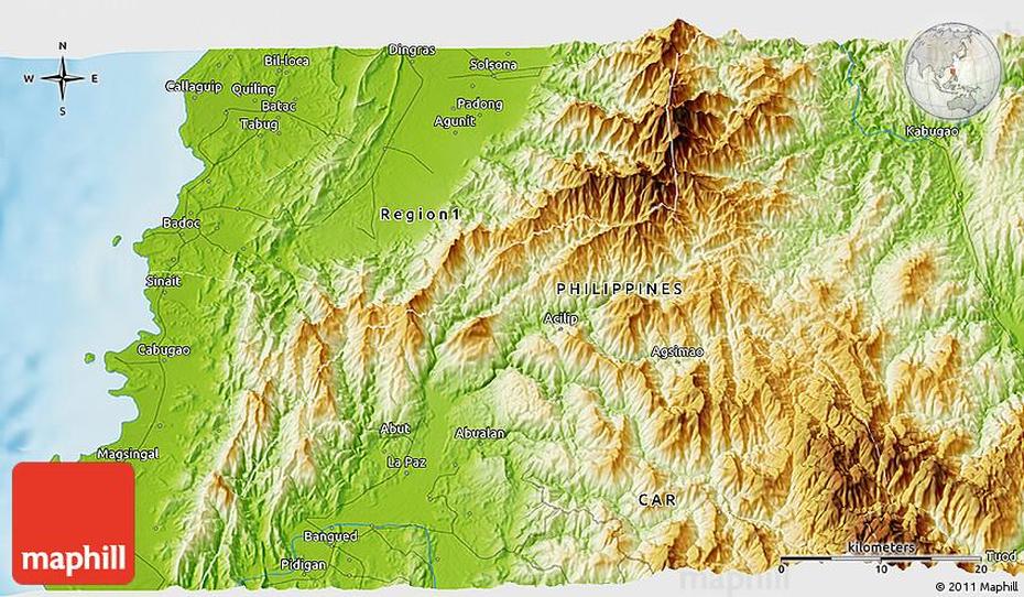 Physical 3D Map Of Badoc, Badoc, Philippines, Dingras Ilocos  Norte, Sinait Ilocos  Sur