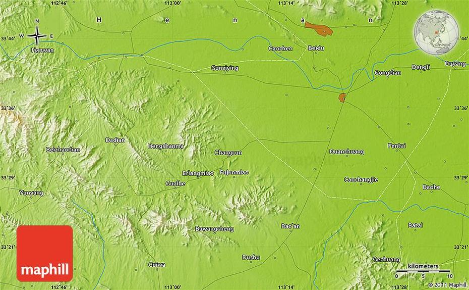 Physical Map Of Shuizhai, Shuizhai, China, South China, China  Graphic