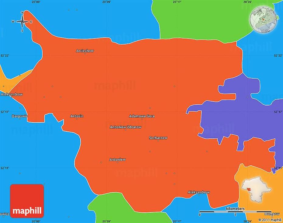 Political Simple Map Of Sochaczew, Sochaczew, Poland, Lowicz Poland, Zsckp Sochaczew