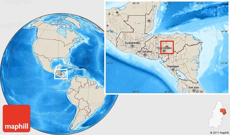 Shaded Relief Location Map Of Guaimaca, Guaimaca, Honduras, Comayagua Honduras, Guara De Honduras