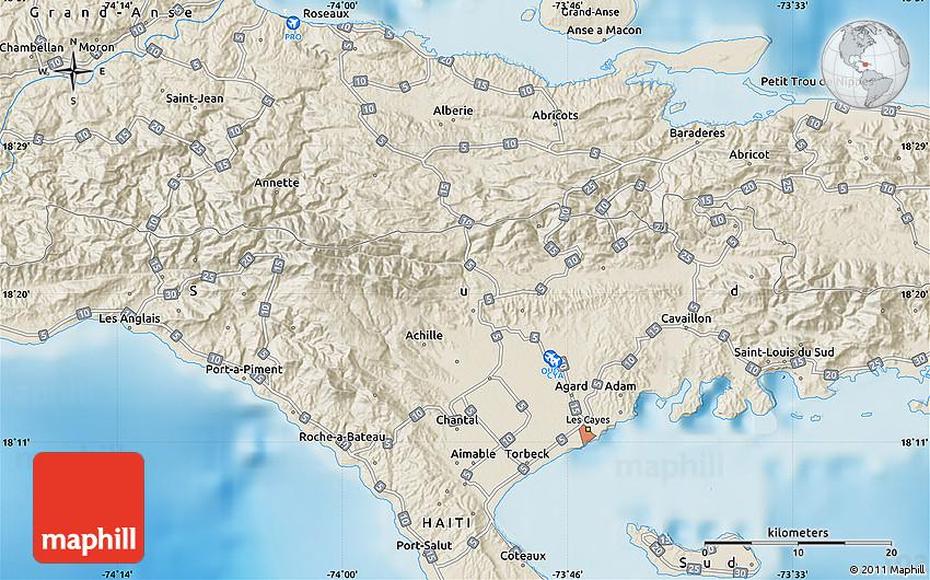 Shaded Relief Map Of Baraderes, Baradères, Haiti, Haiti Church, Miragoane Haiti