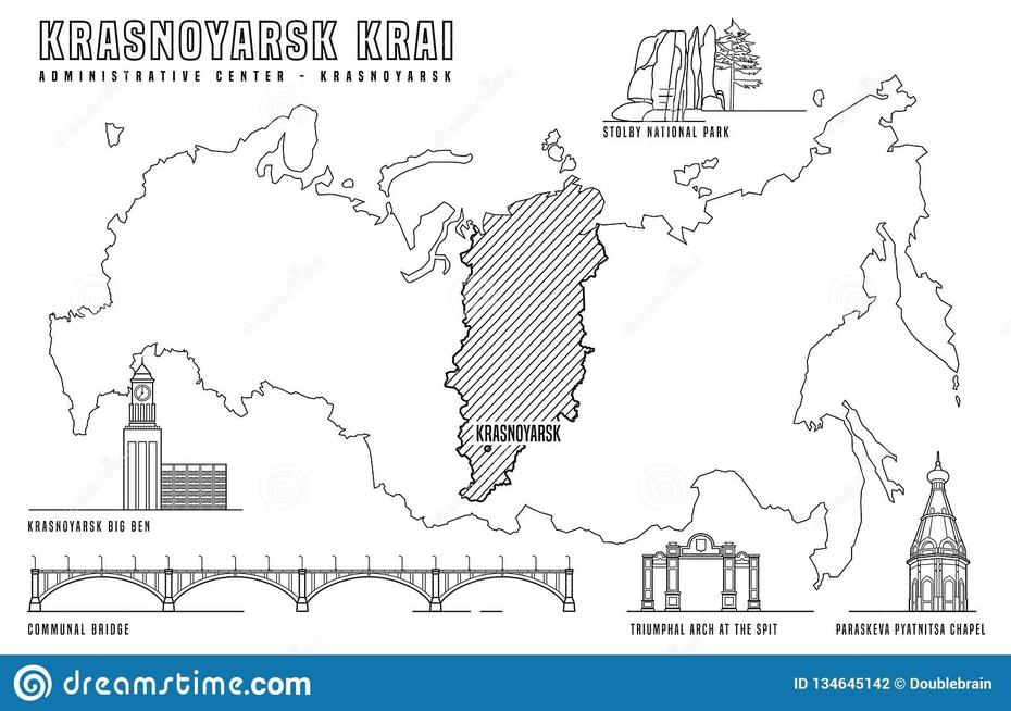 Siberia Cities, Novosibirsk On A, Stock Vector, Krasnoyarsk, Russia