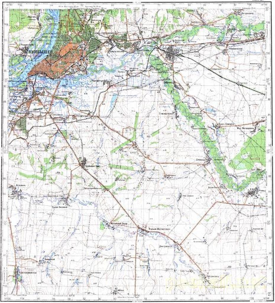 B”Download Topographic Map In Area Of Kuybyshev, Kinel, Rozhdestveno …”, Kinel, Russia, Omsk Russia, South Russia