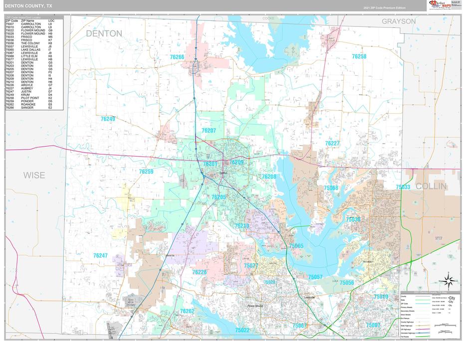 Denton County, Tx Wall Map Premium Style By Marketmaps – Mapsales, Denton, United States, Denton Nc, Denton England