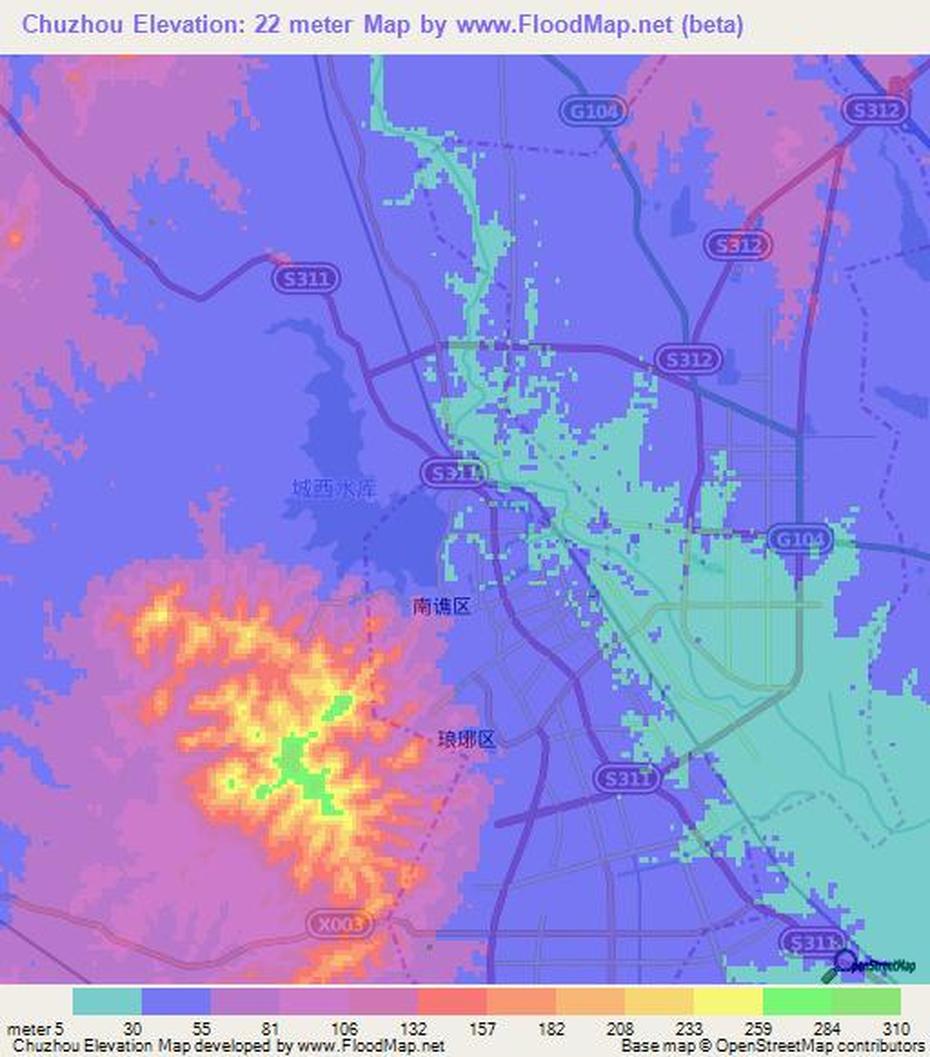 Elevation Of Chuzhou,China Elevation Map, Topography, Contour, Chuzhou, China, Chuzhou Anhui, Suzhou City
