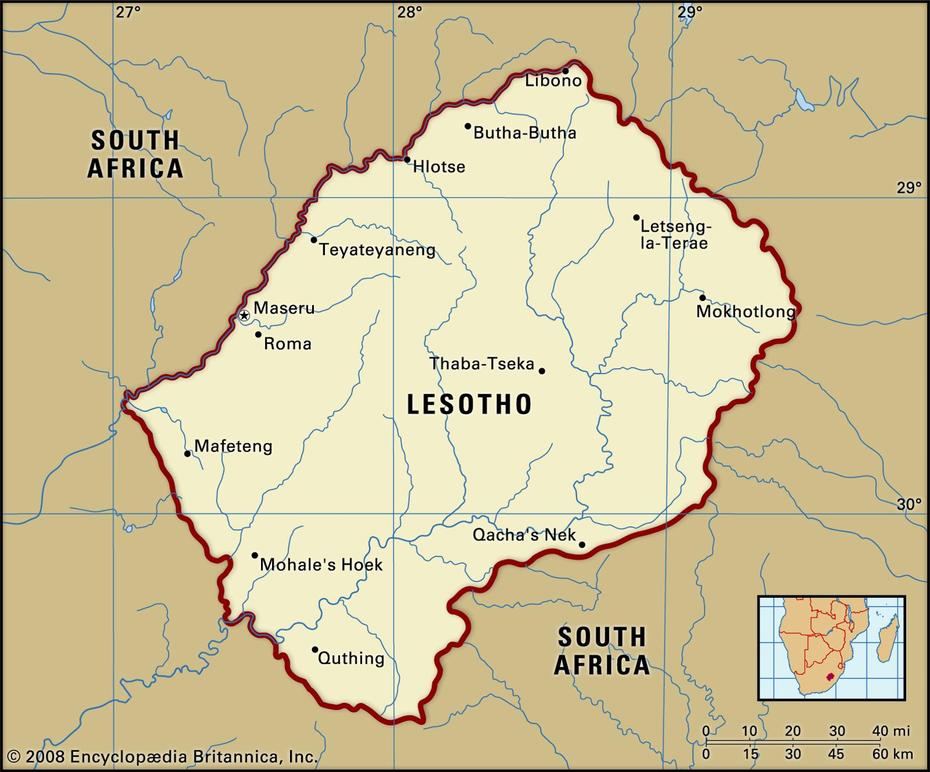Lesotho In Map / Political Map Of Lesotho Lesotho Districts Map …, Mazenod, Lesotho, Lesotho City, Lesotho Houses