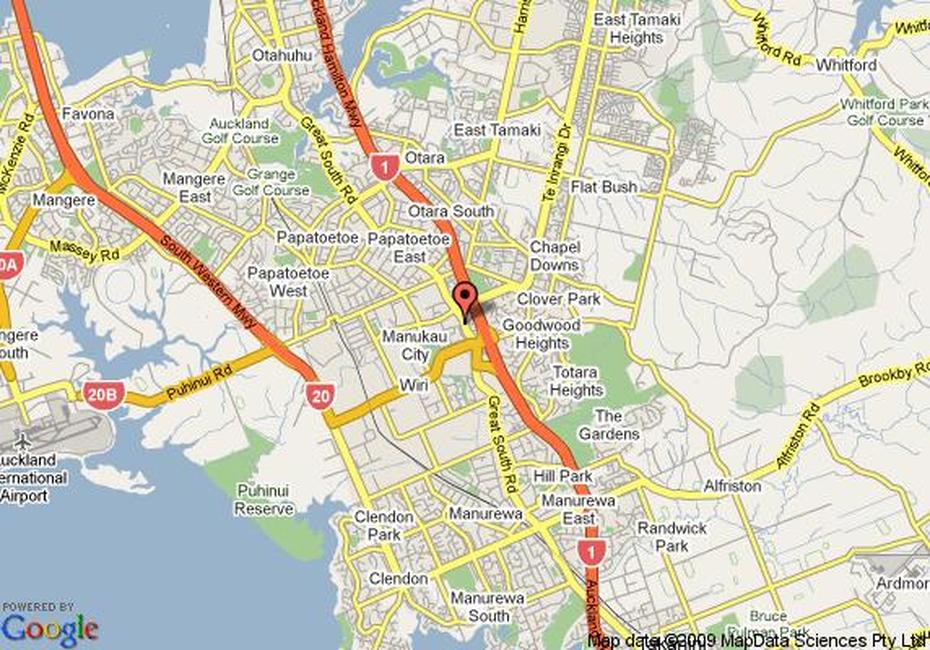 Map Of Quality Inn Manukau, East Tamaki, Manukau City, New Zealand, Counties Manukau, South Auckland New Zealand