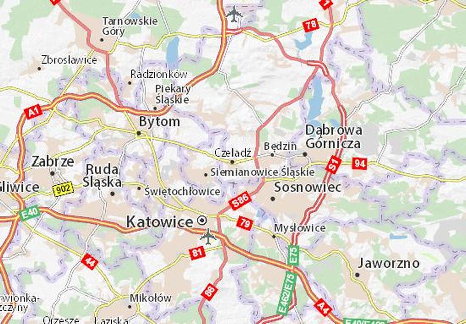 Mapa Czeladz Plan Czeladz  Viamichelin, Czeladź, Poland, Jozefow, Katowice Poland