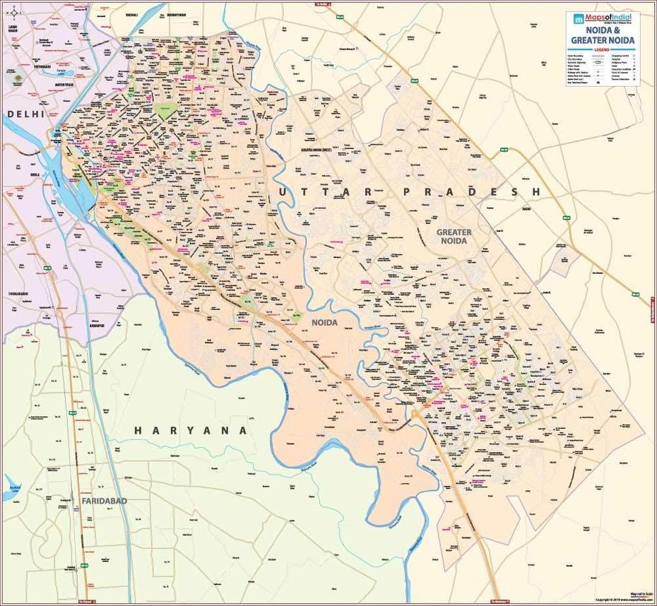 Maps Of India Noida-Greater Noida Map (48″W X 46.5″H) -2019 Edition …, Noida, India, Noida Uttar Pradesh, Greater Noida Expressway