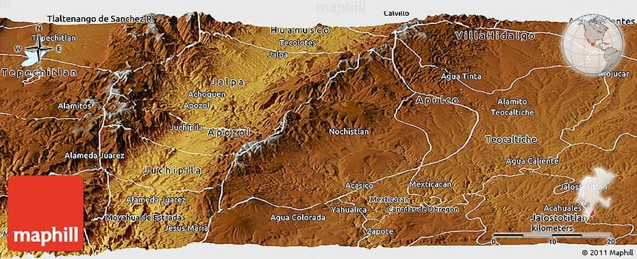 Physical Panoramic Map Of Nochistlan De Mejia, Nochistlán De Mejía, Mexico, Fotos De Nochistlan, A De Zacatecas Mexico