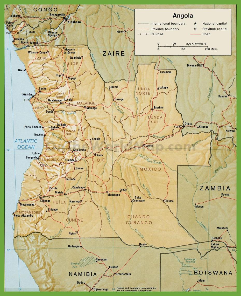 Road Map Of Angola, Dala, Angola, Dala, Angola