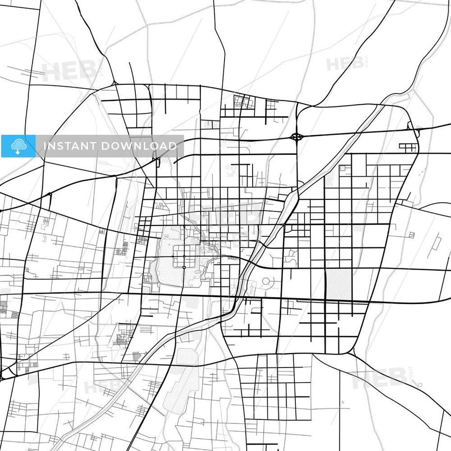 Vector Pdf Map Of Liaocheng, China | Hebstreits Sketches | Map Vector …, Liaocheng, China, Baoding China, Datong China