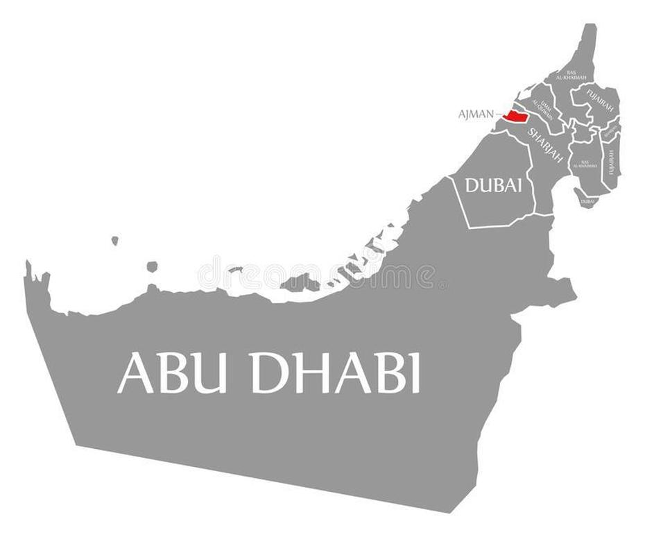 Ajman Red Highlighted In Map Of United Arab Emirates Stock Illustration …, ‘Ajmān, United Arab Emirates, Ajman  Beach, City Centre  Ajman