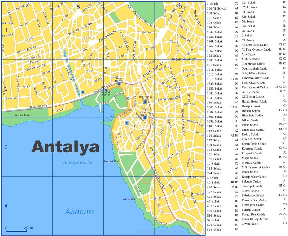 Antalya City Center Map, Antalya, Turkey, Antalya On, Trabzon Turkey