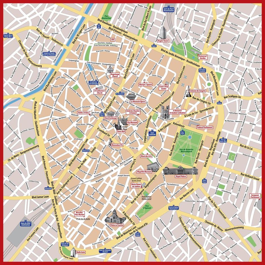 Brussels Street Map – Bruxelles Street Map (Belgium), Brussels, Belgium, Belgien, Belgium  Of Europe