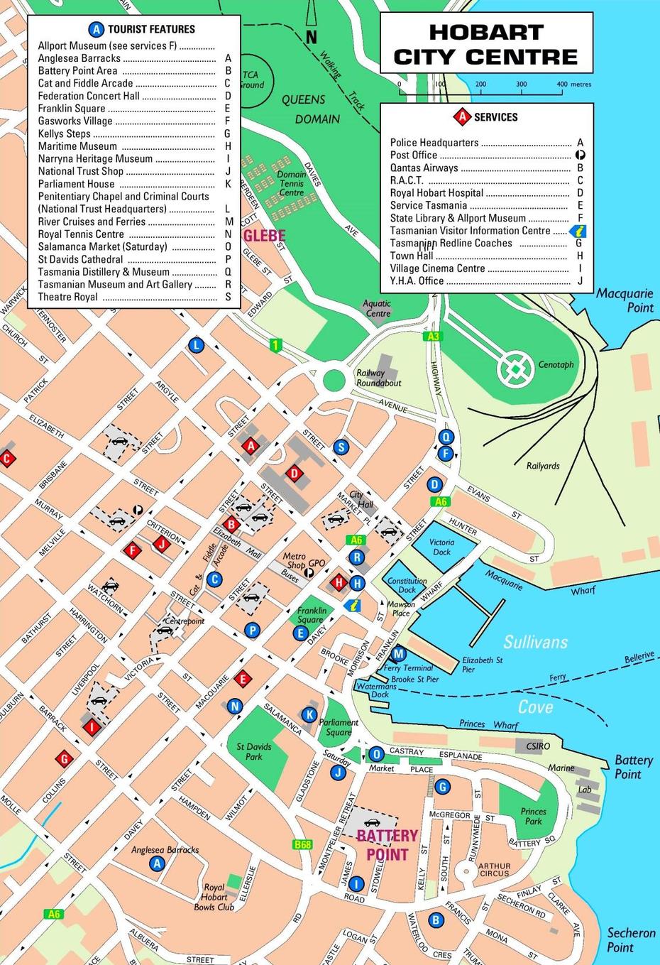 Hobart Tourist Map, Hobart, United States, United States  Simple, Cool United States