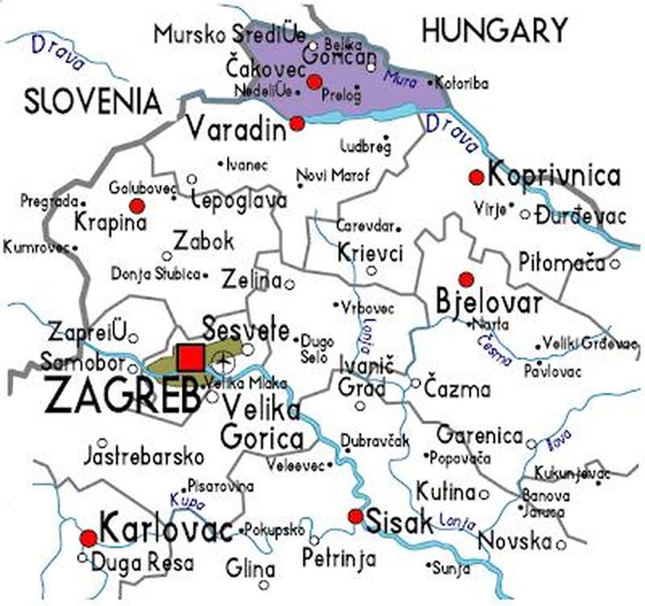 Map Of Cakovec Province Area | Maps Of Croatia Region City Political …, Čakovec, Croatia, Croatia World, Pula Croatia