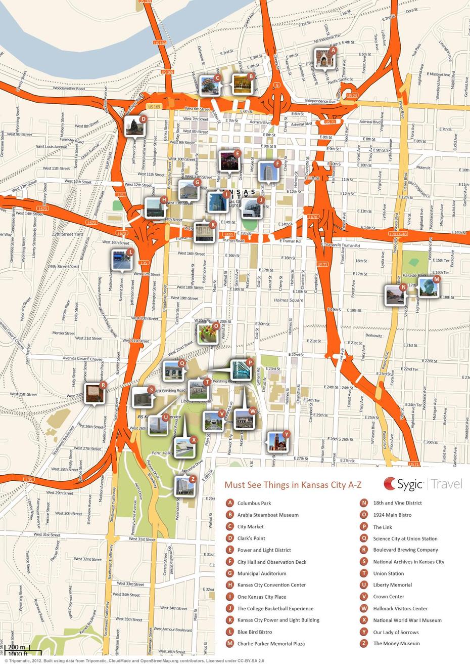 Map Of Kansas City Attractions | Tripomatic, Kansas City, United States, Kansas City  Usa, Kansas City Street