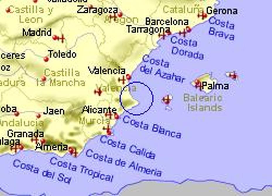 Map Of The Oliva Area, Fully Zoomed Out, La Oliva, Spain, Olivia, Denia