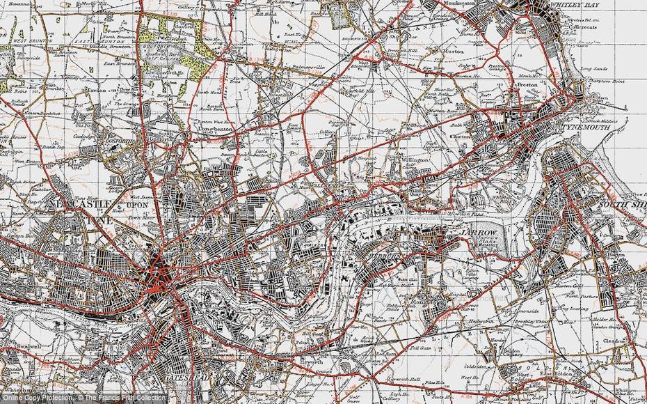 Map Of Wallsend, 1947 – Francis Frith, Wallsend, United Kingdom, Gravesend Brooklyn, Gravesend  Town