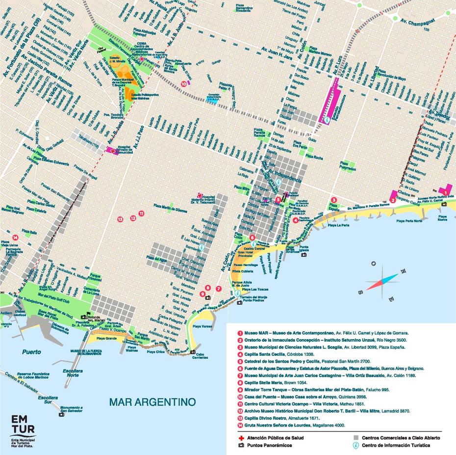 Mar Del Plata Tourist Map, Mar Del Plata, Argentina, Mar Del Plata Beach, Mar De Plata