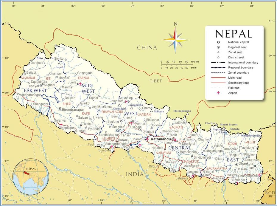 Of Nepal Region, Simple  Of Nepal, Printable , Hanumānnagar, Nepal