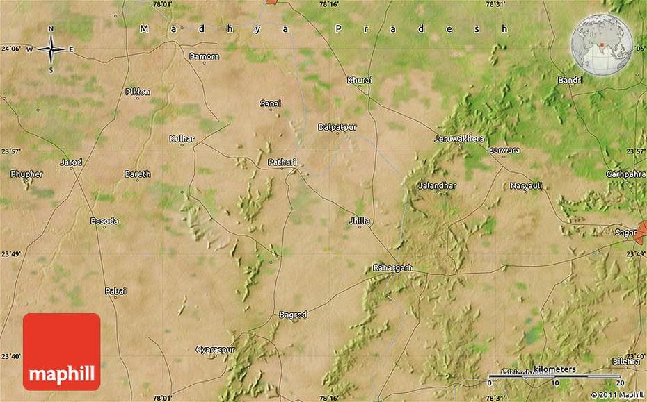 Satellite Map Of Rahatgarh, Rāhatgarh, India, Easy India, India  Simple