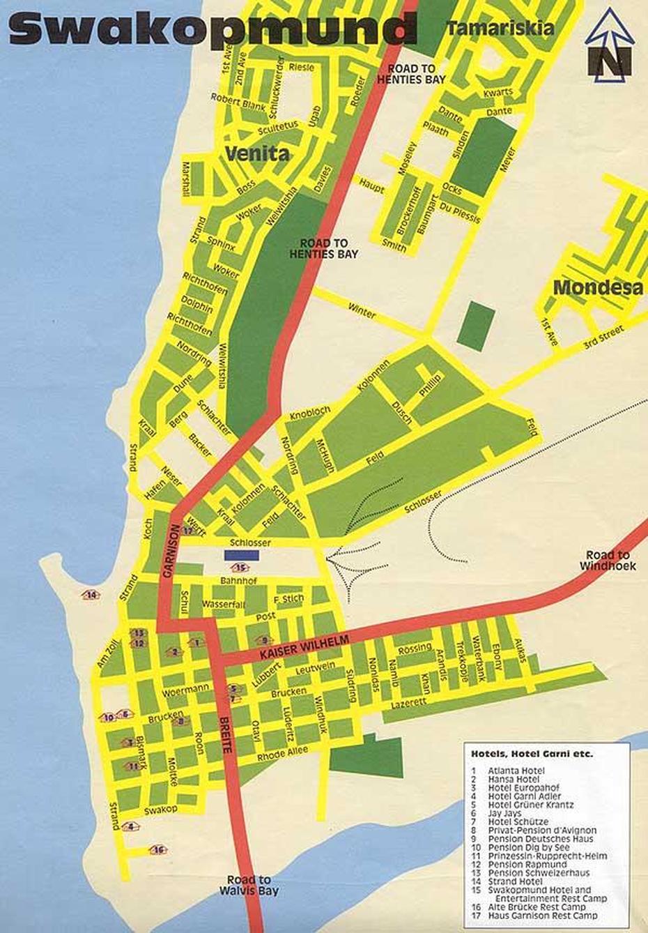 Swakopmund Street Map, Swakopmund, Namibia, Detailed  Of Namibia, Sossusvlei