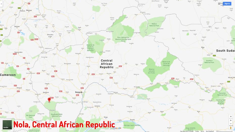 Central African Republic On World, Central Africa  And Capitals, Satellite Image, Nola, Central African Republic