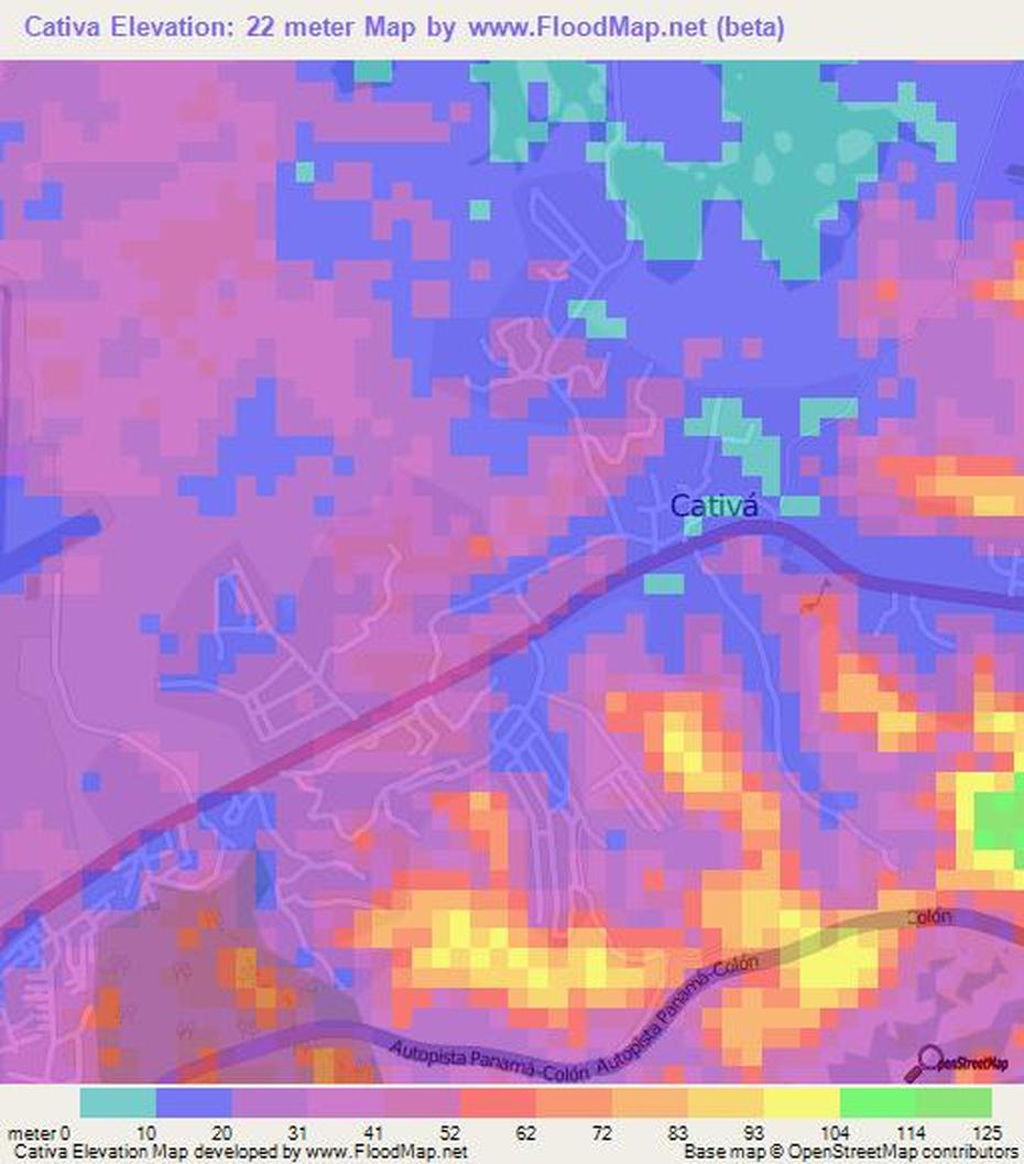 Elevation Of Cativa,Panama Elevation Map, Topography, Contour, Cativá, Panama, Oleo  Essencial, Pine Island Florida