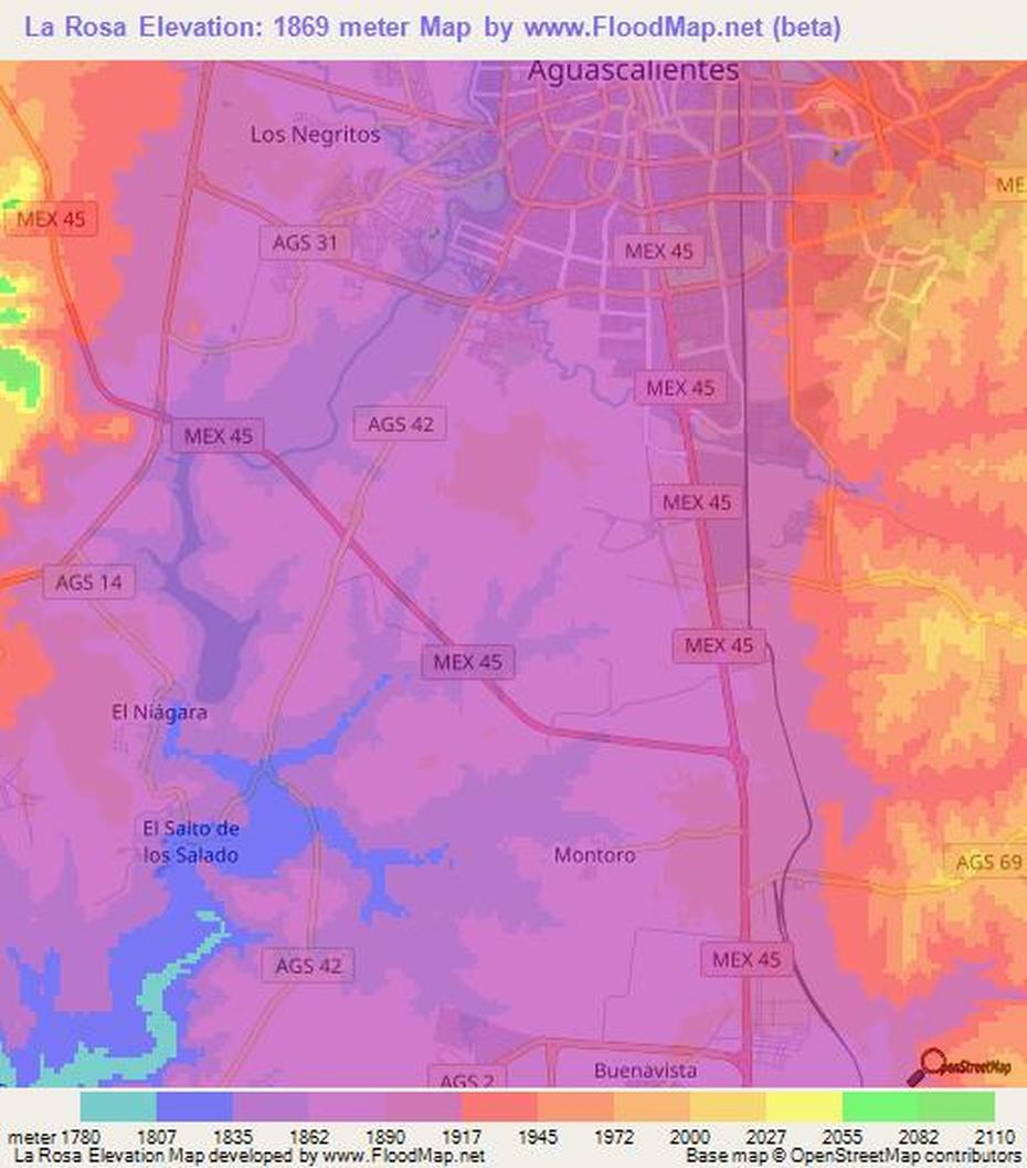 Elevation Of La Rosa,Mexico Elevation Map, Topography, Contour, Las Rosas, Mexico, Rosas Azules, Las Trece Rosas