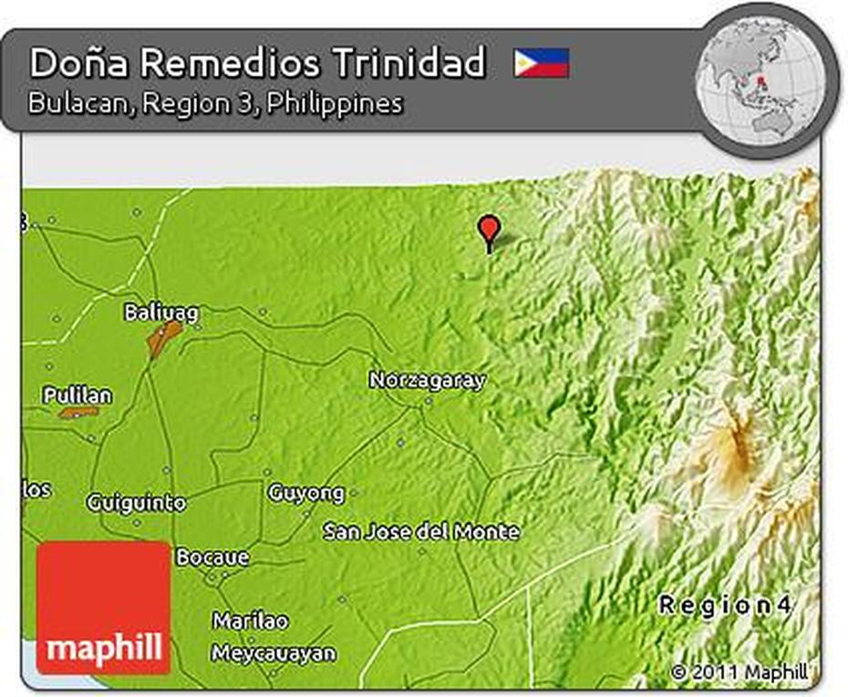 Free Physical 3D Map Of Dona Remedios Trinidad, Doña Remedios Trinidad, Philippines, Drt  Bulacan, Mt  Manalmon