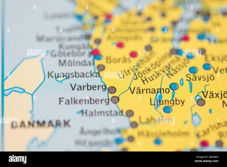 Gothenburg, Sweden – February 20 2022: Map Of Varberg In Sweden Stock …, Varberg, Sweden, Sweden  Europe, Visby Sweden