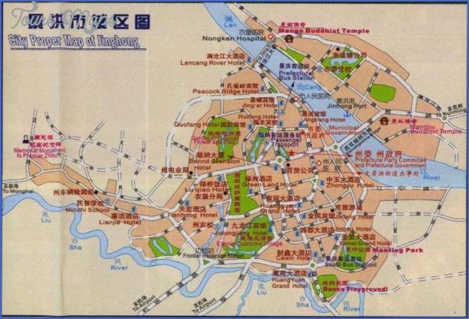 Jinghong Map – Toursmaps, Jinghong, China, Yunnan China, Yunnan Province China