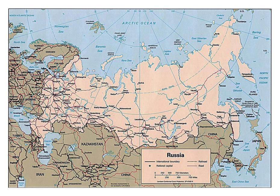 Large Political Map Of Russia With Roads, Railroads And Major Cities …, Trëkhgornyy, Russia, Russia  With Cities, Of Russia Area