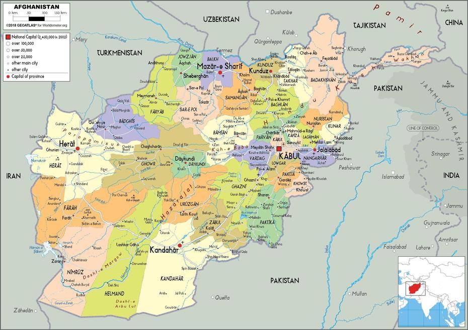 Large Size Political Map Of Afghanistan – Worldometer, Mazār-E Sharīf, Afghanistan, Camp Marmal Afghanistan, Balkh  Province