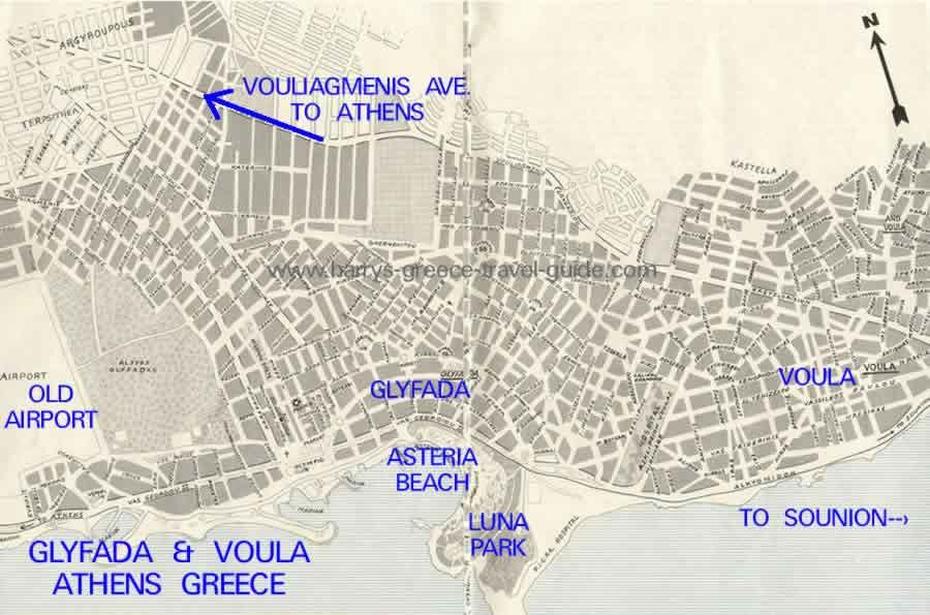 Map Glyfada And Voula Athens Greece Riviera Suburbs, Voúla, Greece, Athens Greece Beach, Glyfada Greece