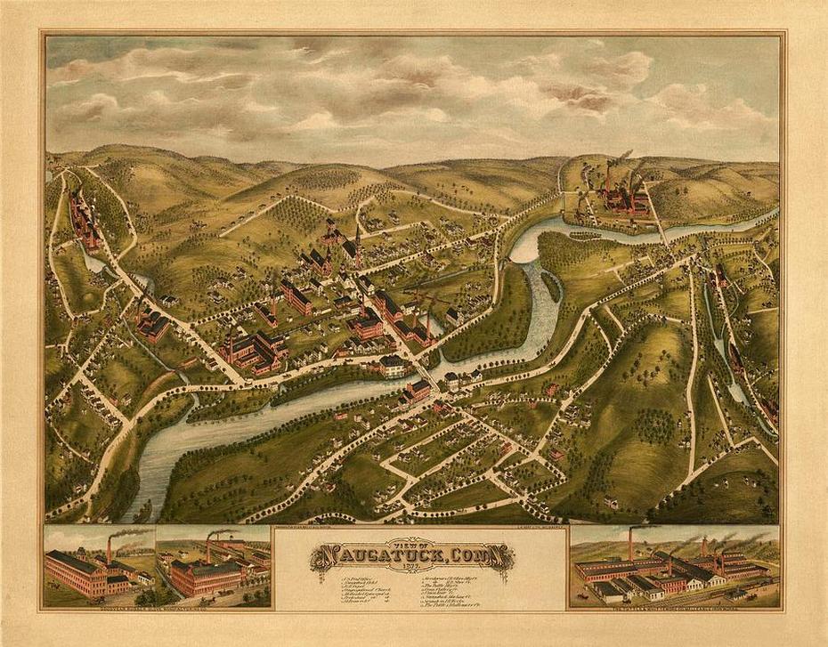 Map Of Naugatuck 1877 Photograph By Andrew Fare, Naugatuck, United States, Southbury Ct, New Haven Ct