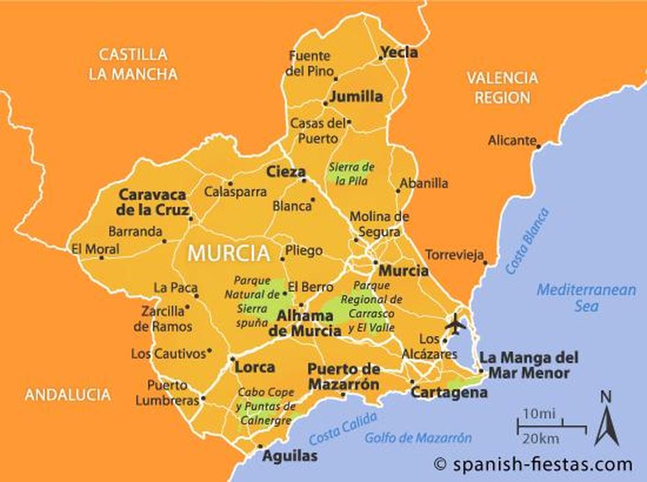 Murcia Tourism Map Area | Map Of Spain Tourism Region And Topography, Murcia, Spain, Catalonia Spain, Murcia Beaches