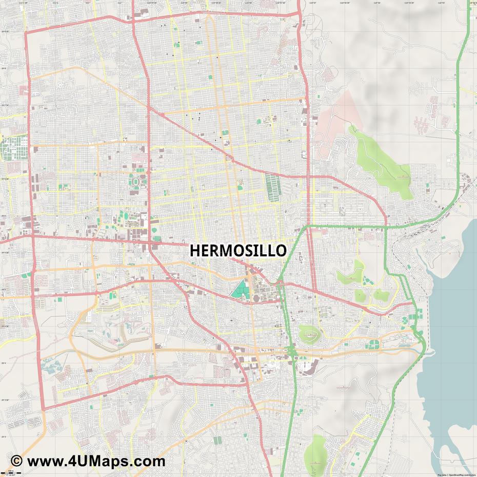 Pdf, Svg Scalable City Map Vector Hermosillo, Hermosillo, Mexico, San Lorenzo Mexico, Torreon Mexico