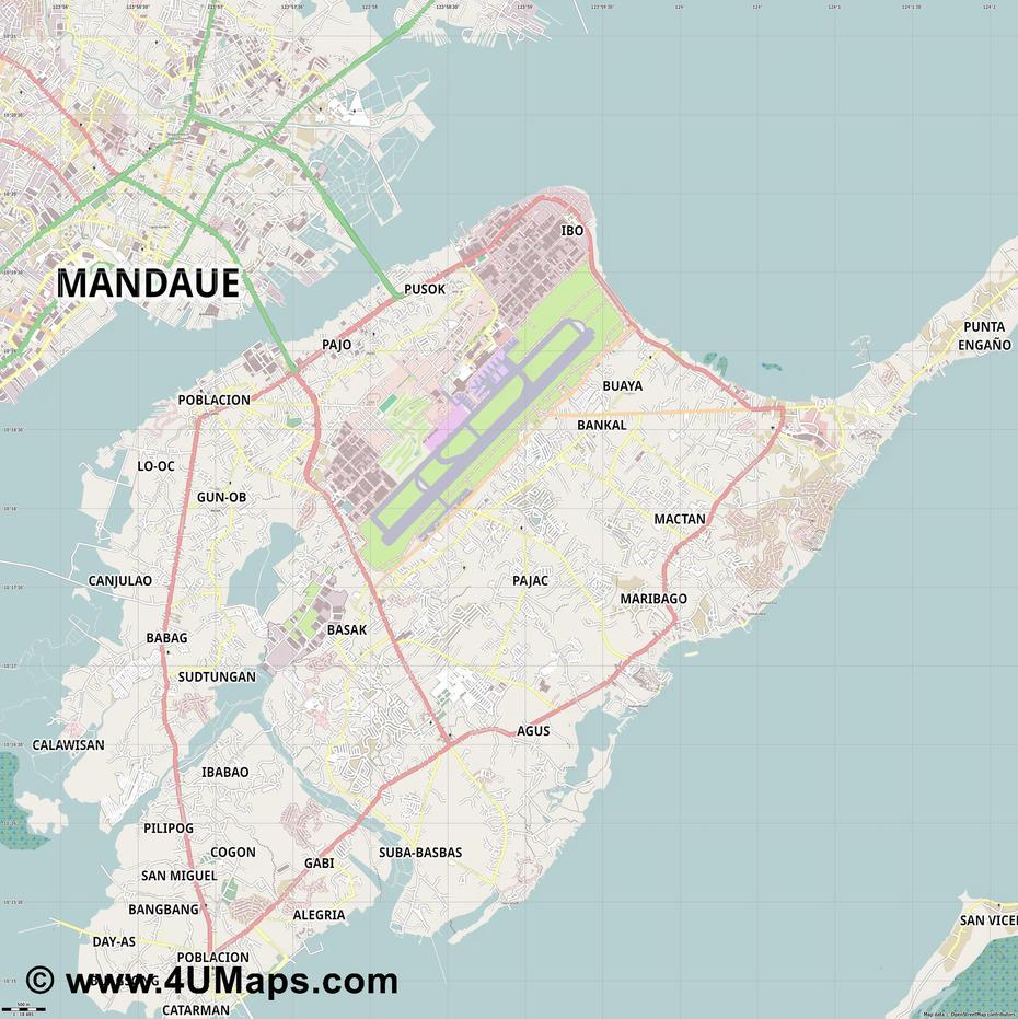 Pdf, Svg Scalable City Map Vector Lapu Lapu City, Lapu-Lapu City, Philippines, Philippine Catamaran, Mactan Cebu  Airport