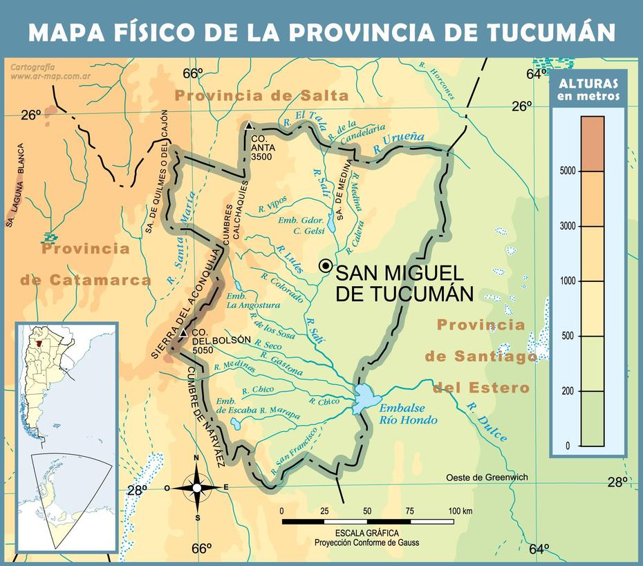 Physical Map Of The Province Of Tucuman | Gifex, San Miguel De Tucumán, Argentina, Imagen De San Miguel, Casita De Tucuman